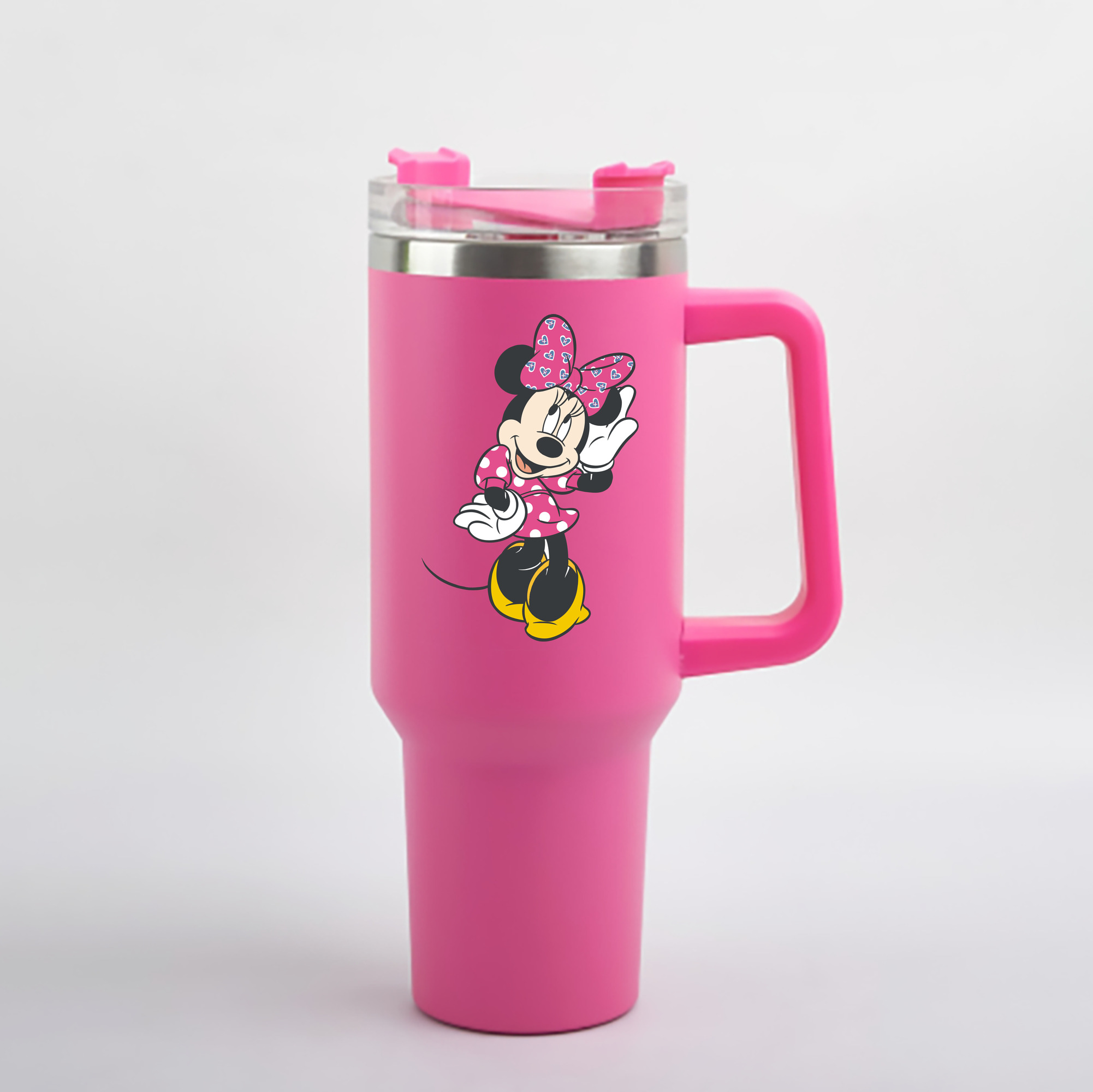 （画像用） ミッキーマウス Mickey Mouse 1200mL車用タンブラー - クリスタルステッカー（プラスチックストロー付き）